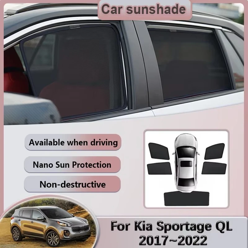 For Kia Sportage QL 2017~2022 2020 Car Sunshades Privacy Mesh Curtain Windshield Heat Insulation Sunscreen Visors Accessories