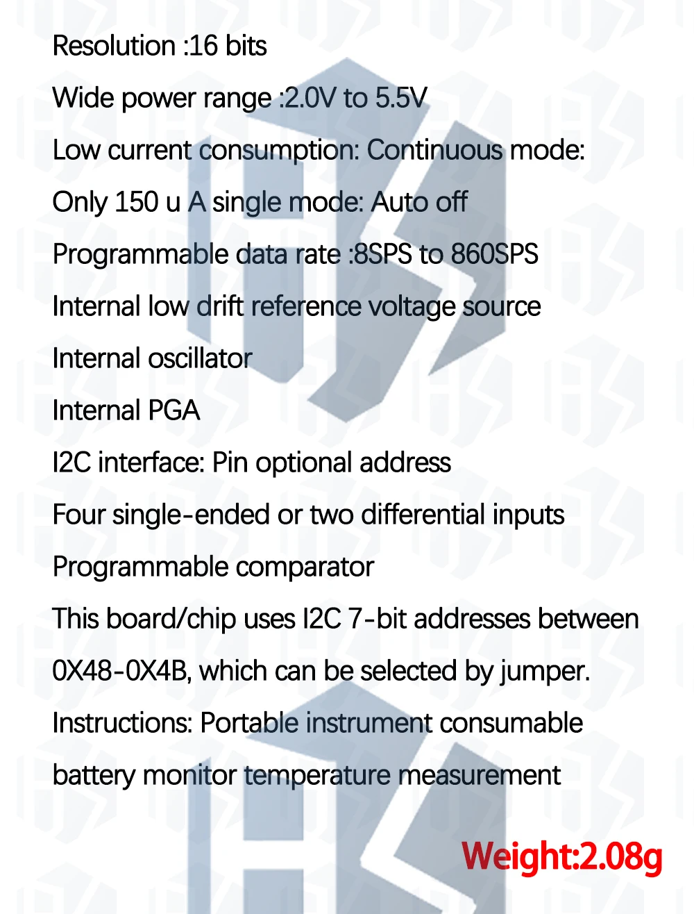 1PCS~10PCS EGBO 12 Bit/16 Bit I2C ADS1115 ADS1015 Modul ADC 4-Kanal mit Pro-Gain-Verstärker für Arduino RPi Lila Blau – Detail 5