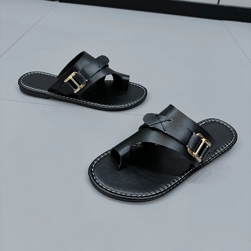 Women Slippers Outside Casual Beach Women Shoes Summer New Flats Flip Flop Sandals Walking Clip Toe Rome Buckle Ladies