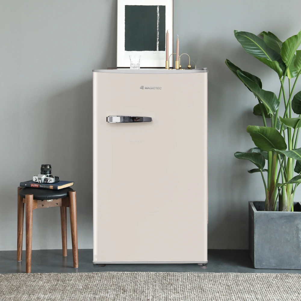 %# Retro Mini Fridge MSR92-RE Electric Portable Single Door Frost-Free Grade 2 Energy-Efficient Stainless Steel 85L Air Cooling