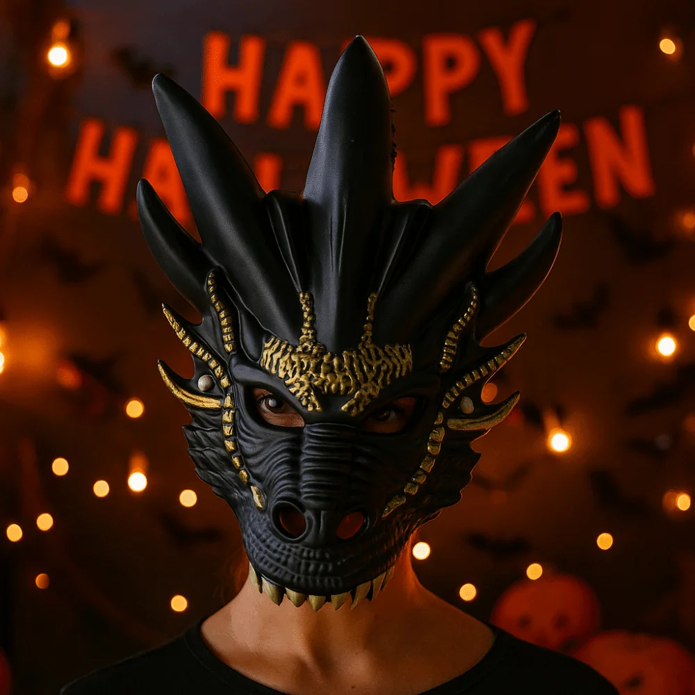 Legal plástico dragão cabeça máscara rosto cheio animal máscara de halloween vestir-se adereços cosplay acessórios máscara de máscaras feminino