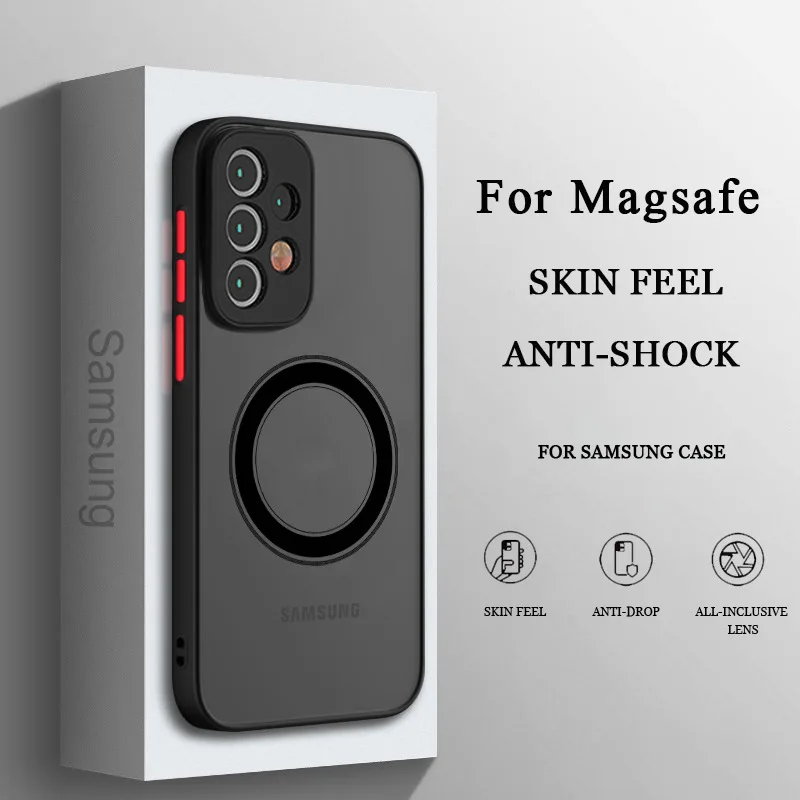 Luxury Magnetic Magsafe Wireless Charge Case For Samsung Galaxy S24 S20 S21 S22 S23 FE Plus S24 Ultra 5G Shockproof Armor Cover