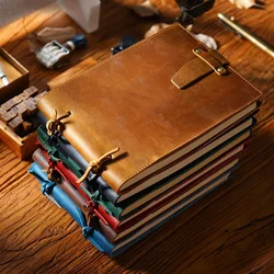 Genuine Leather Sketchbook Retro Painting Notebook Boy‘s Girl's Student Leather Binding Notebook Classic Handmade Notepad