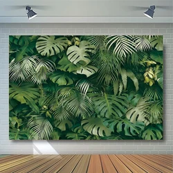 1pc 150cm*100cm Tropical Jungle Green Leaf Photography Background Fabric