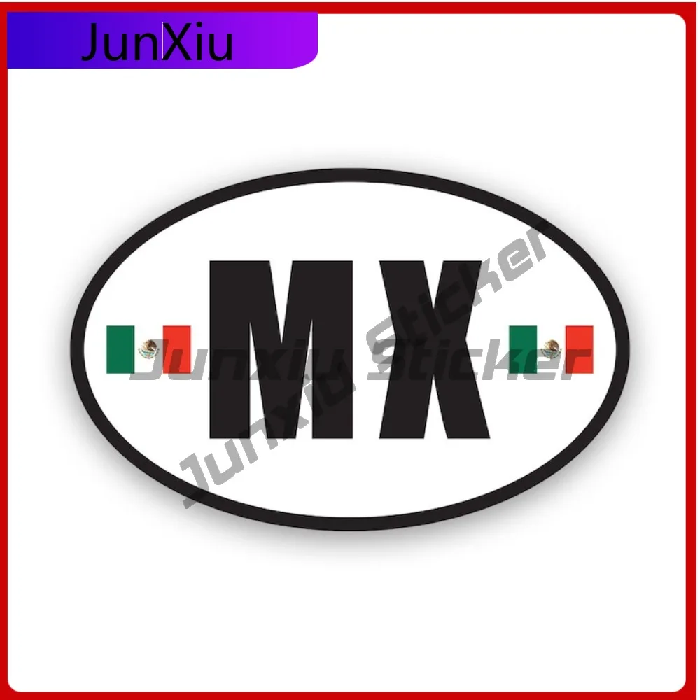 Pegatina Ovalada de México con Protección UV, Calcomanía de la Bandera Mexicana, Código de País Euro Mx V5, Calcomanía Patriótica para Coche, Vinilo Redondo