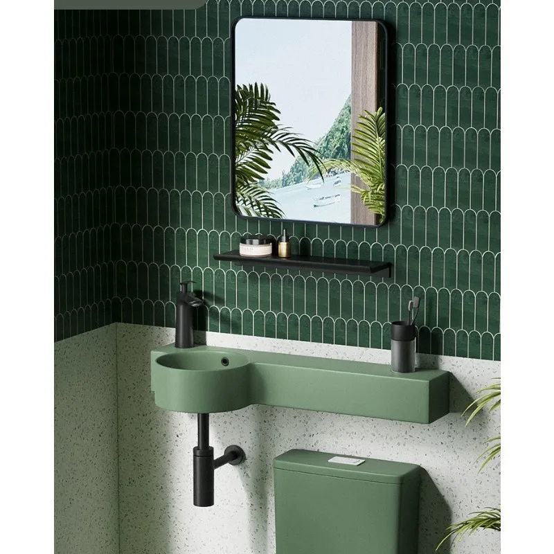 Personalized ceramic wall-mounted washbasin green washbasin bracket hanging basin