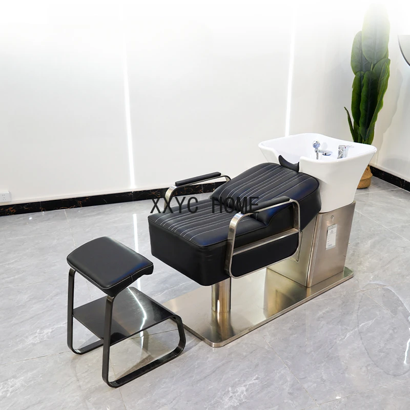 

Half Lying Flushing Bed Special Soft Pillow Deepening Ceramic Basin Stainless Steel Bottom Shampoo Chair