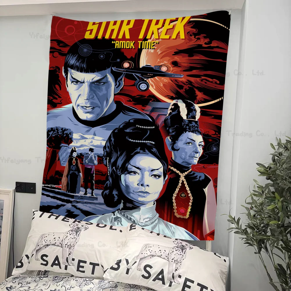 S-Star-T-Trek Cartoon Tapestry Art Science Fiction Room Home Decor Wall Hanging Sheets