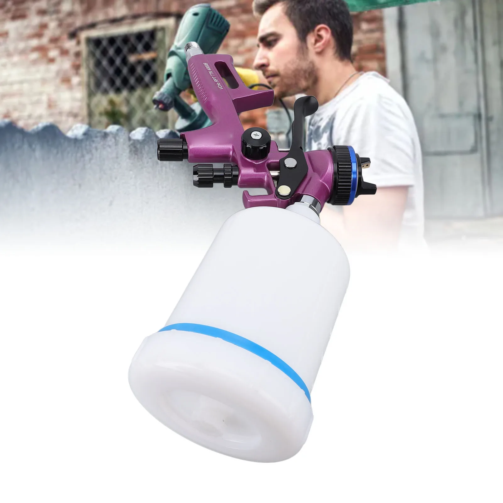 HVLP Spray Gun Kit with 1.3mm Tip 600ml Cup Professional Paint Sprayer 4000B for Furniture Wall Art Projects Painting