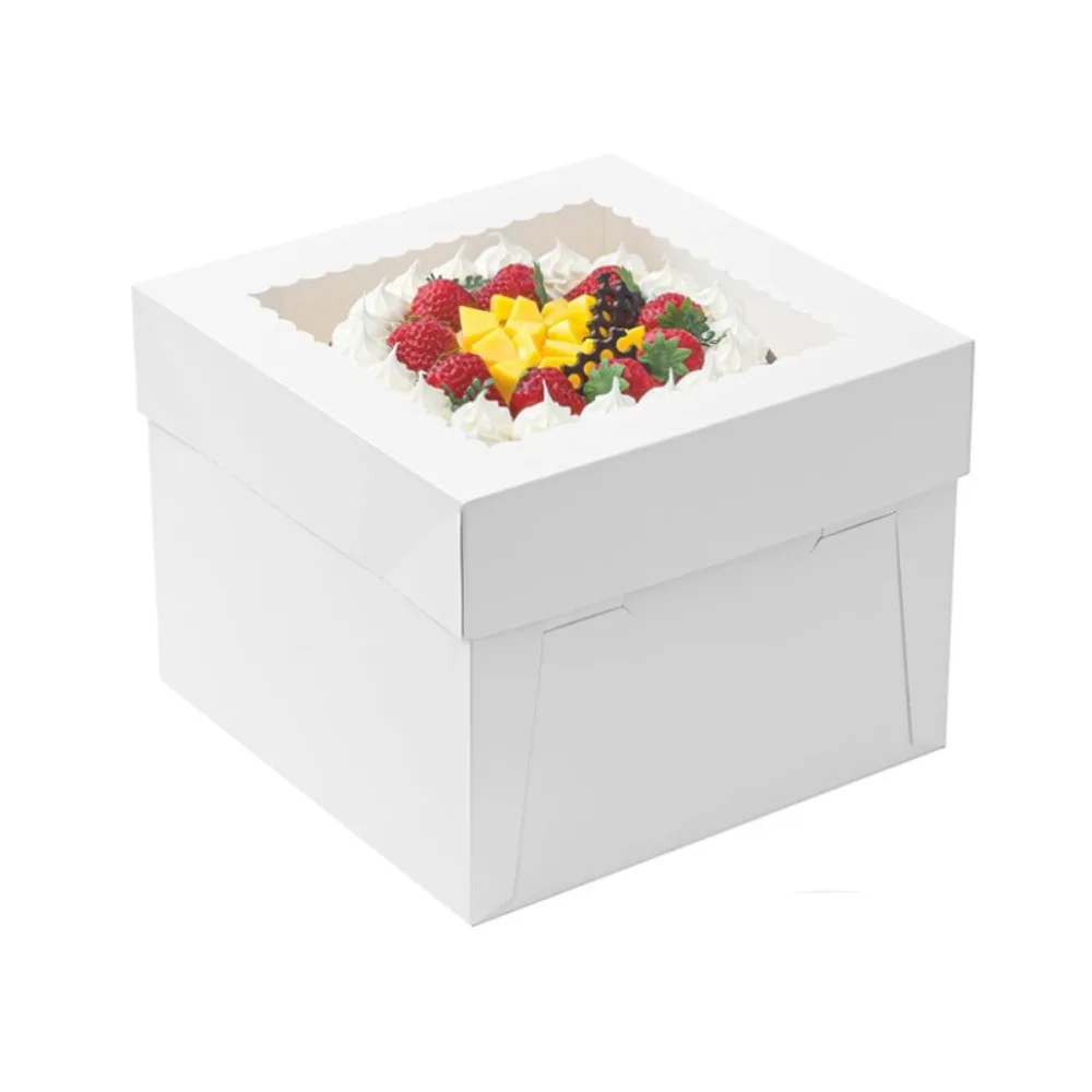 

10pcs Cake Decorating Supplies Square Disposable Cake Packaging Box with Window White Pastry Box DIY Cake Container Bakery