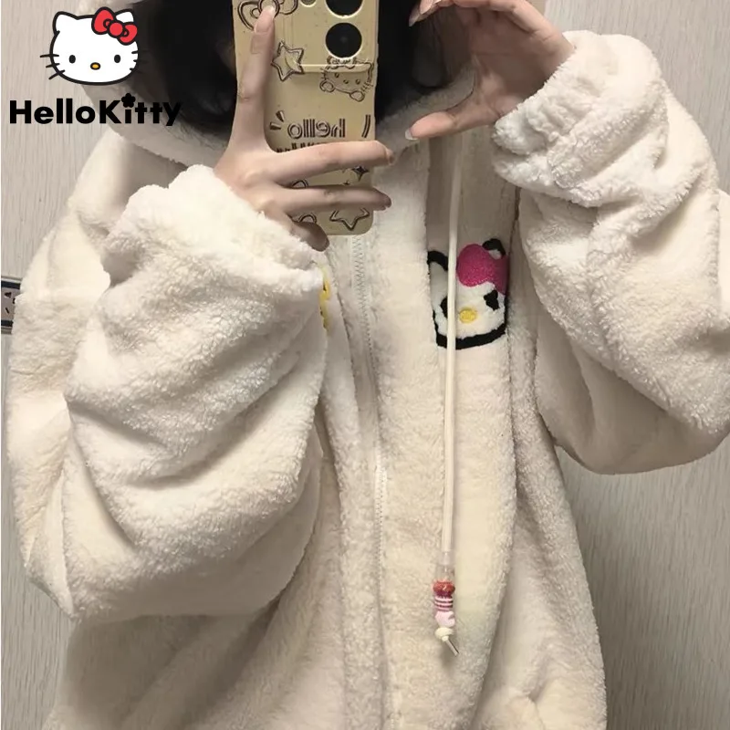 

Sanrio Hello Kitty Cute Lamb Fleece Clothes Women Autumn Winter Loose Lazy Style Cotton Coat Korean Version Fashion Warm Topcoat