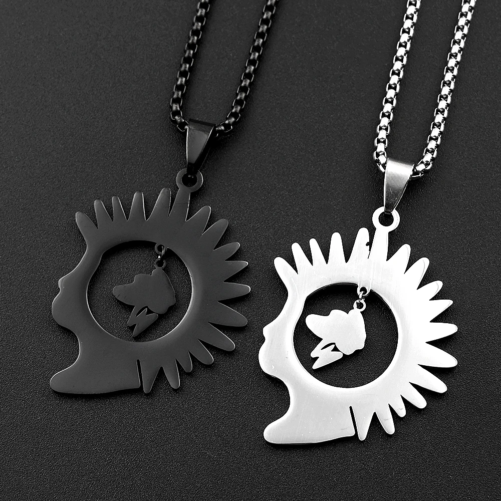 Herren Old Punk Stachelhaar-Mohawk-Halskette aus Edelstahl, Brainstorming Mohican Hahnenkamm Kunst Party Halskette Schmuck – Detail 6