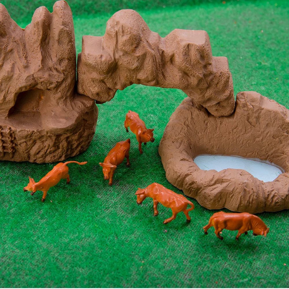 Simulation Miniature Animals Cattle Model Brown/White Cow For Diy Sand Table Farm Scene Materials Diorama Kits 6pcs/Box