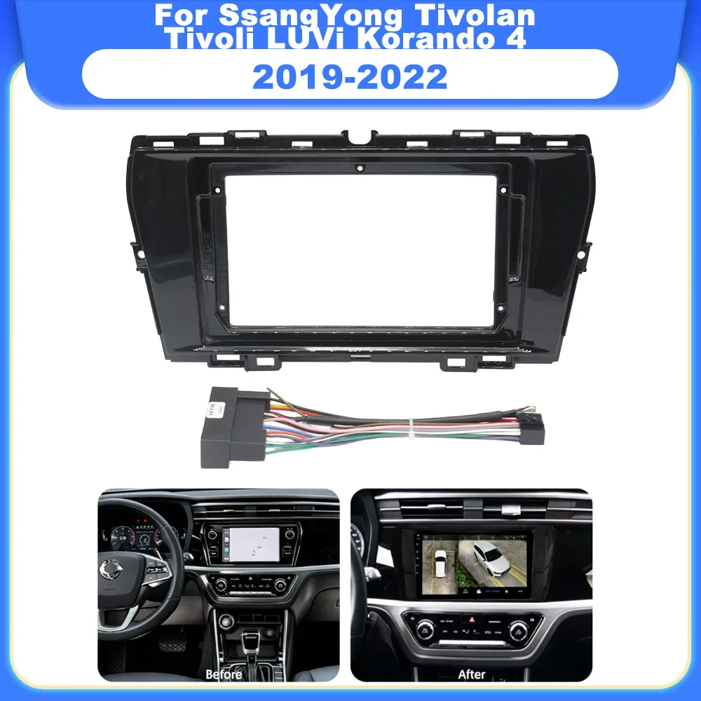 Painel de Rádio Automotivo 2 Din de 9 Polegadas com Moldura para DVD GPS MP5 para SsangYong Tivolan Tivoli LUVi Korando 4 2019-2022