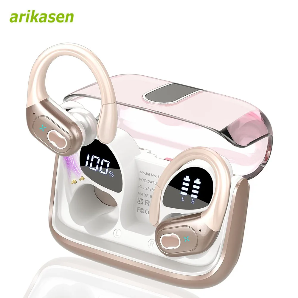 Bluetooth 5.3-hoofdtelefoon 2024 Draadloze oordopjes 75 uur Sport Bluetooth-oortelefoon met ruisonderdrukkende microfoon IPX7 Waterdichte headsets