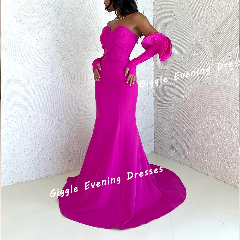 Giggle Crepe Strapless Ruched Elegance Prom Gown Saudi Arab Close-Fitting Floor-Length Evening Party Dresses for Women 2024