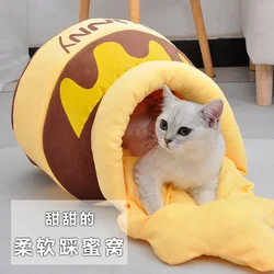 Thickened Cat Nest Winter Semi enclosed Warm Dog Nest Cat House Seasonal Universal Honey Jar Cat Bed Villa