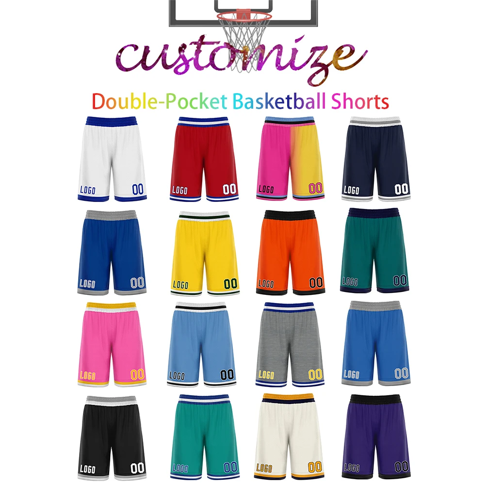 

Top Personalized Basketball Shorts Full Sublimated Name Numbers Team Soft Mesh Quick-dry Sportswear Trainning Pants 17 Color