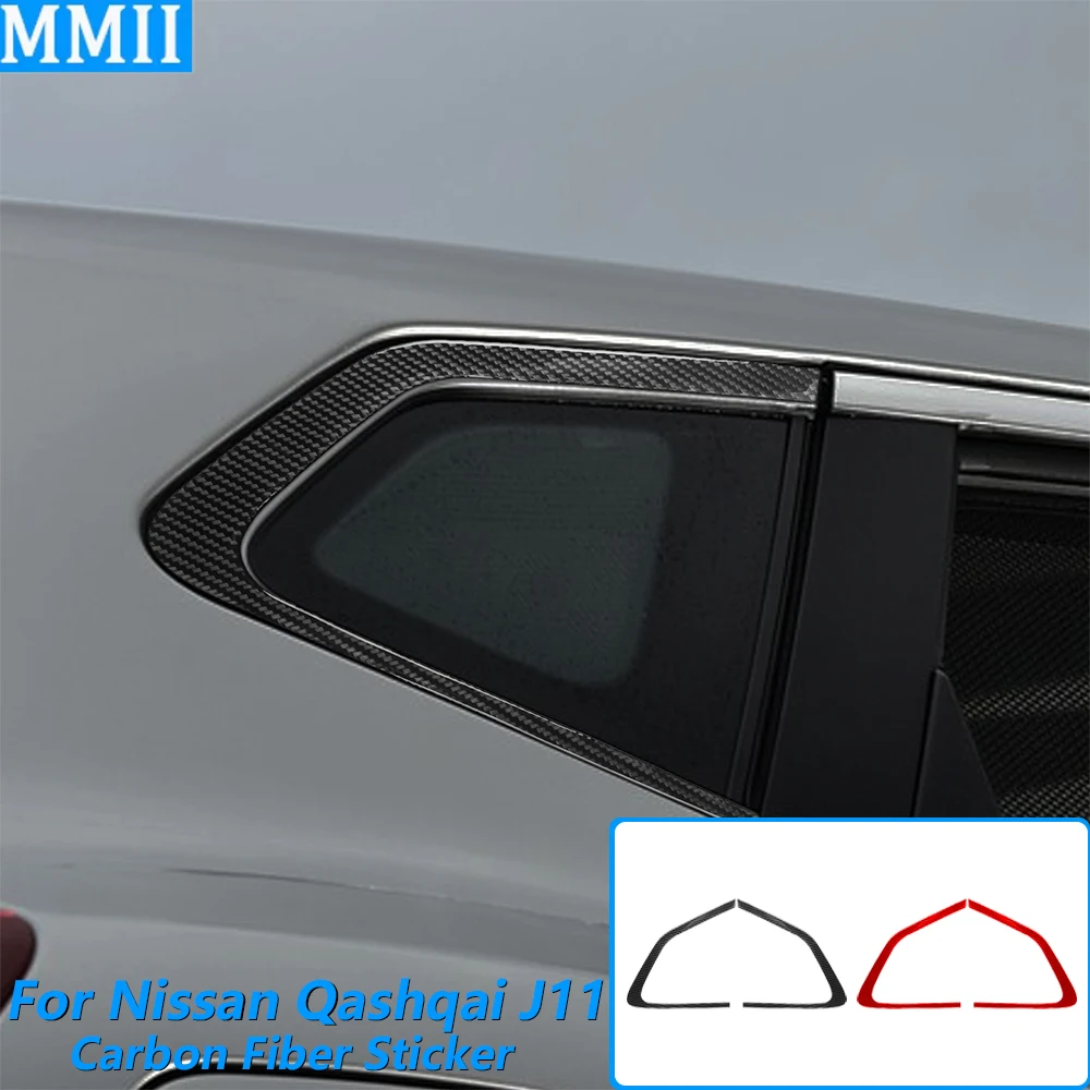 

For Nissan Qashqai J11 2017-2021 Carbon Fiber External Rear Door Triangular Window Frame Panel Cover Car Accessories Sticker