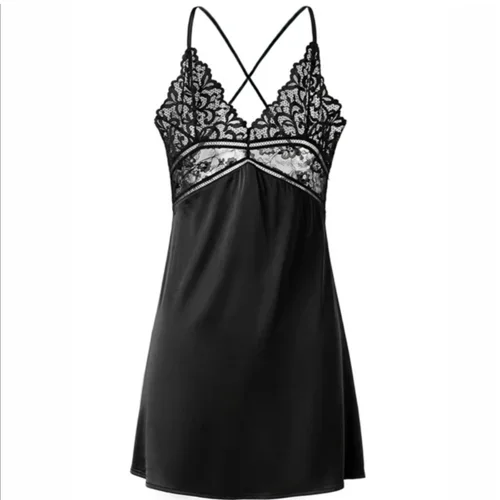 

Romance Sexy Pajamas For Women Lace Hollow Backless Strap Nightwear Hot Temptation Vintage Pajama Set V-neck Silk Homewear