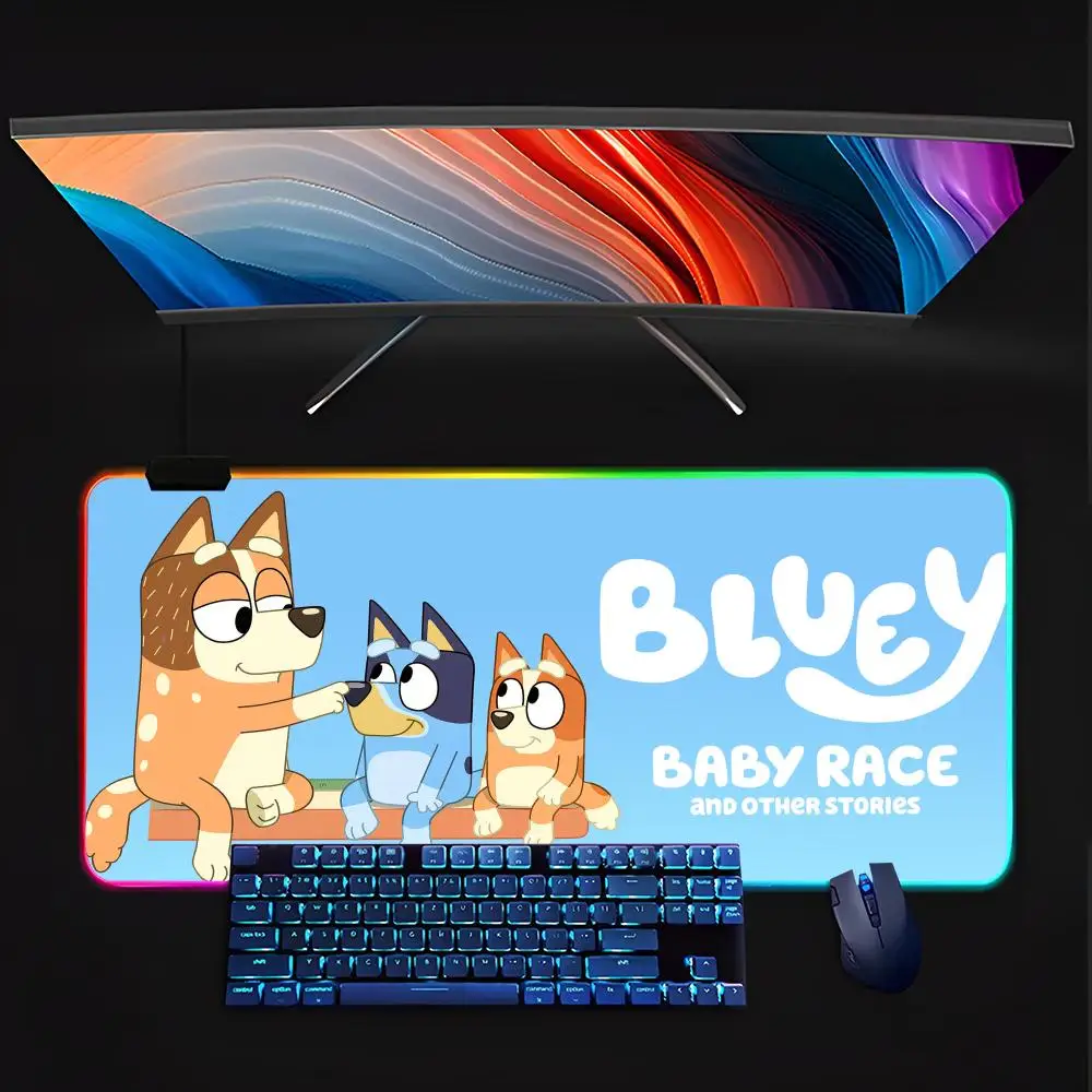 cut boy B-Blueys Bandit-Chillis  Mouse Pad RGB Pc Gamer Keyboard LED Glowing  Rubber Gaming Computer Mause pads Cute Cartoon Gam