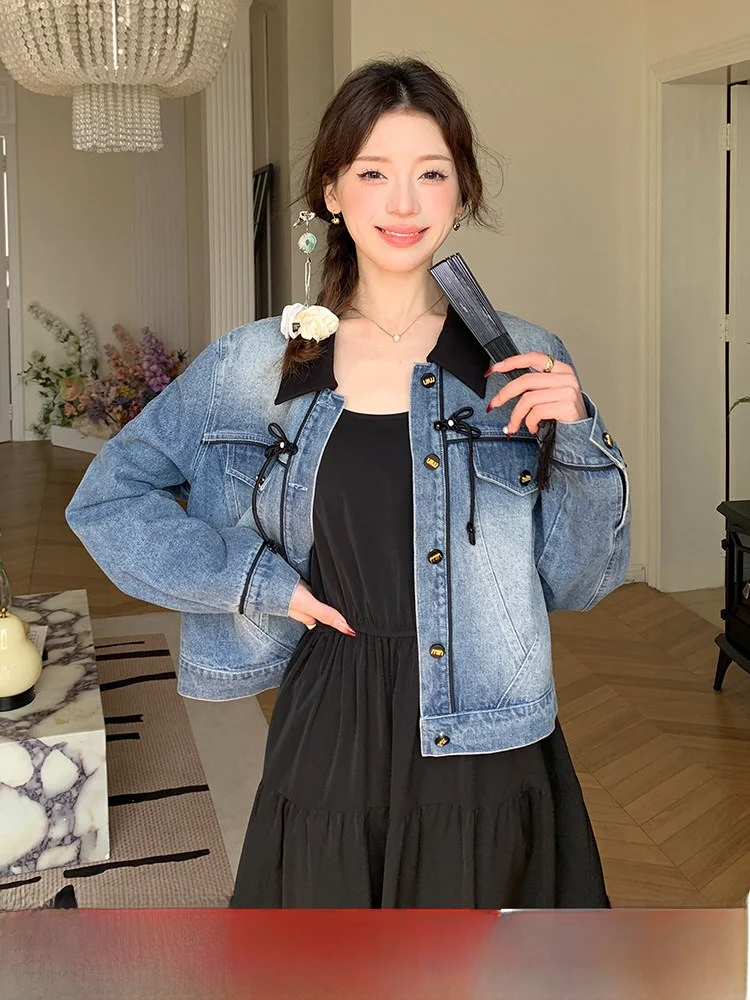 

plus Size Slimming Effect Faionable Spring Denim Dr And Jaet Two-Piece Set Cotton Polyester Long Sve Universal Fit