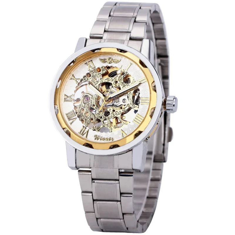 Free Shipping OUTLETSHot Sale Winner 001 Men's Roman Retro Digital Hollow Manual Mechanical Watch