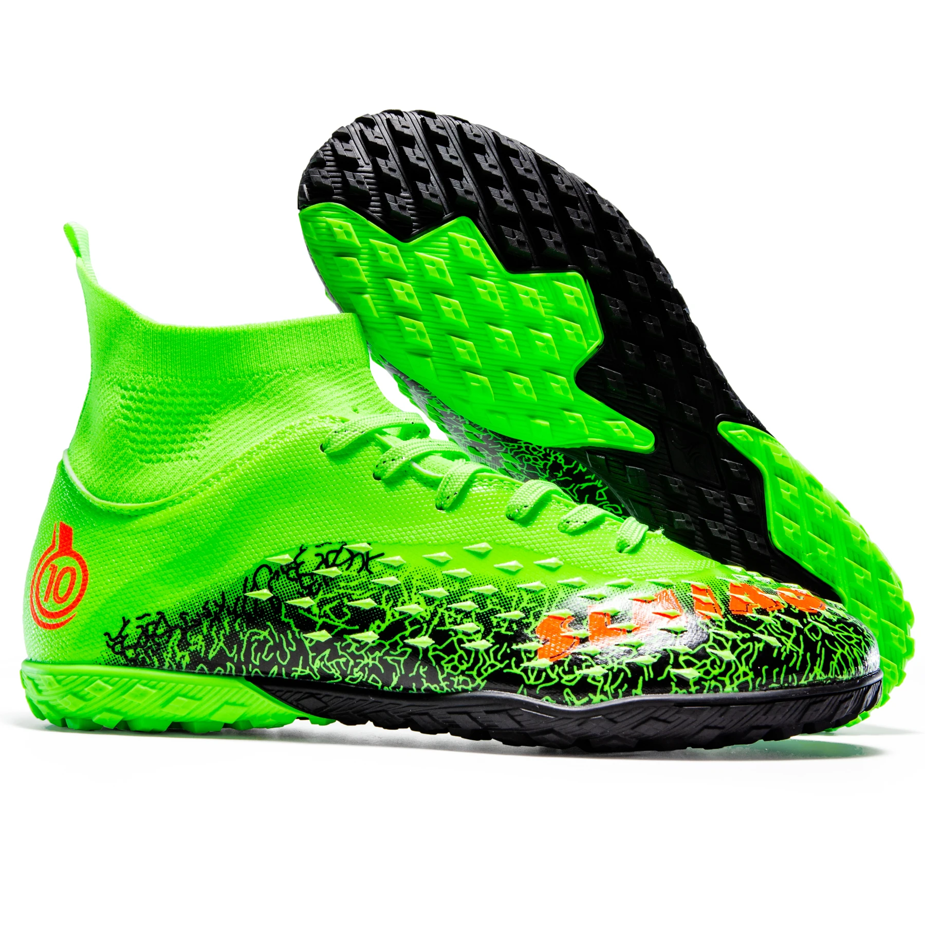 

Long Spikes/TF Men’s Soccer Boots Professional High-Top Football Shoes Outdoor Indoor Comfortable Athletic Sneaker for Big Boys