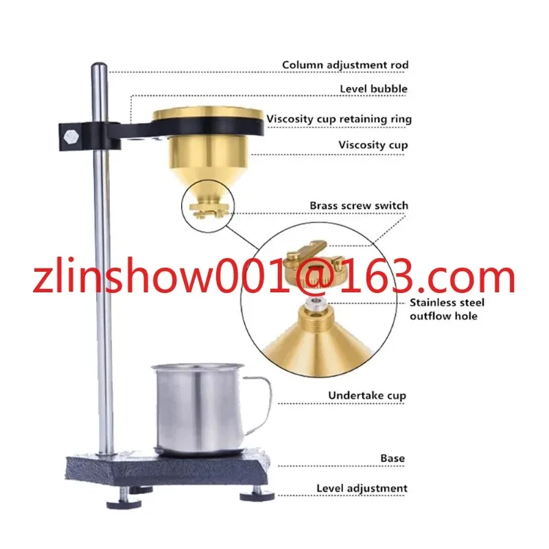 Desktop Viscosity Cup Lab T-4 Cup Viscometer Paint Flow Velocity Cup Coating Four Viscosity 100ML LND-1 For 30-100S Coating