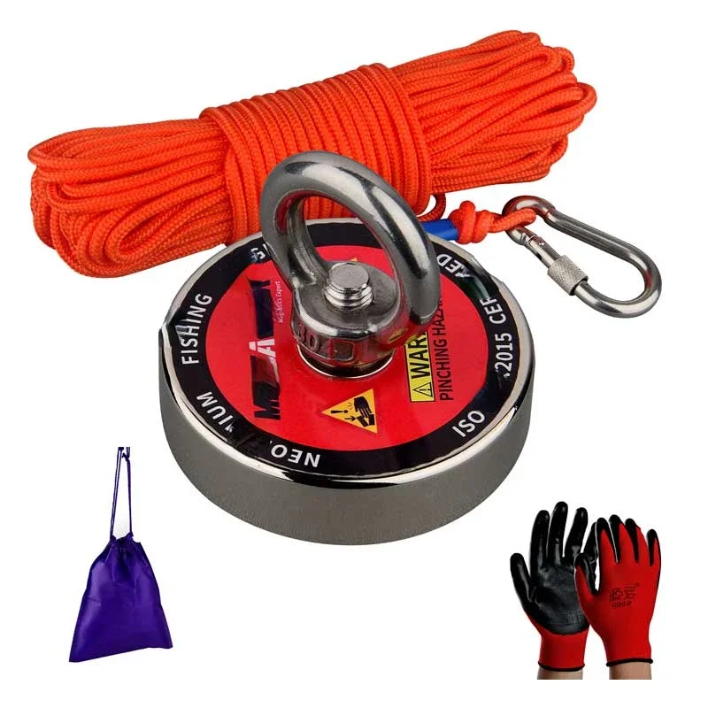 Countersunk Cup Fishing magnet in Magnetic Materials 400lbs Strong Search Magnets N52 Neodymium 20m 66 Feet Durable Rope