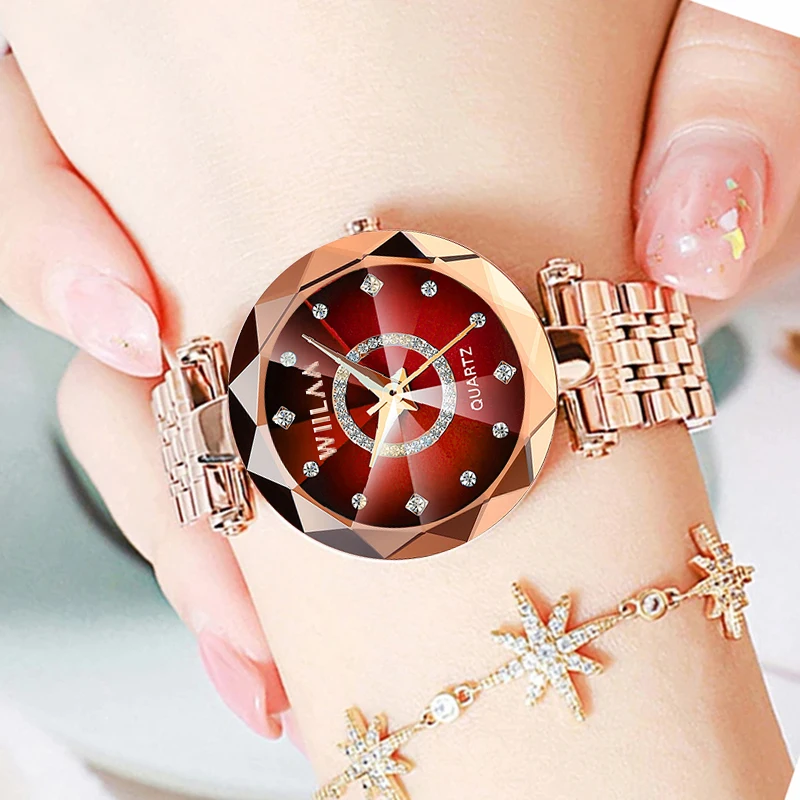 Stainless Steel Elegant Diamond Dial Ladies Wrist Watch Crystal Exquisite Women Relogios Feminino Watch Women Wrist Watch 2024