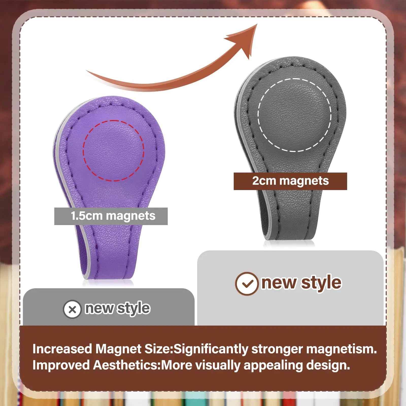 5 uds funda de Clip magnético hebilla magnética artefacto de acortamiento hebilla magnética antivarios para amantes de los libros marcapáginas de cuero