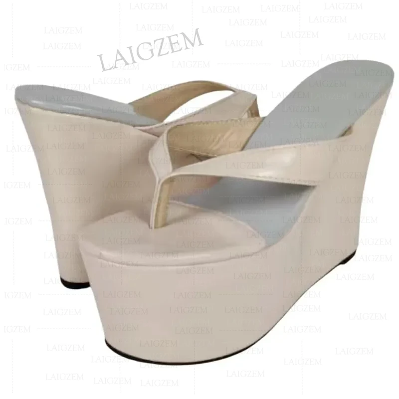 ZHIMA Women Platform Wedges Pumps Flip Flop High Heels Sandals Ladies Height Increase Ladies Shoes Woman Big Size 41 43 45 48