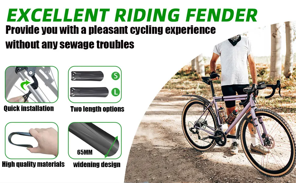 RBRL Bicycle Mudguard Gravel Wings 700c Universal Mudguard Bicycle 28 Inch Adjustable and Easy to Install Mudguard for Road Bike