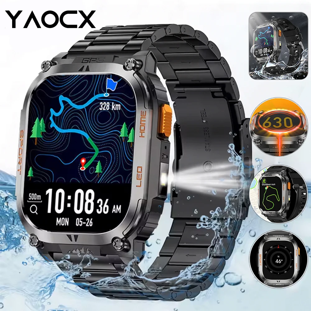 

Новинка 2025 года, встроенные GPS-умные часы, 2,01-дюймовый HD-фонарик с большим экраном, аккумулятор 630 мАч, компас, IP68, водонепроницаемые, 178 + спортивные умные часы