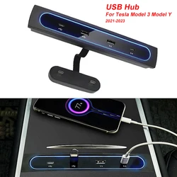 테슬라 모델 3 Y 2021 2022 27W 고속 충전기, USB 션트 허브 지능형 도킹 스테이션, 자동차 어댑터 전원 분배기 익스텐션