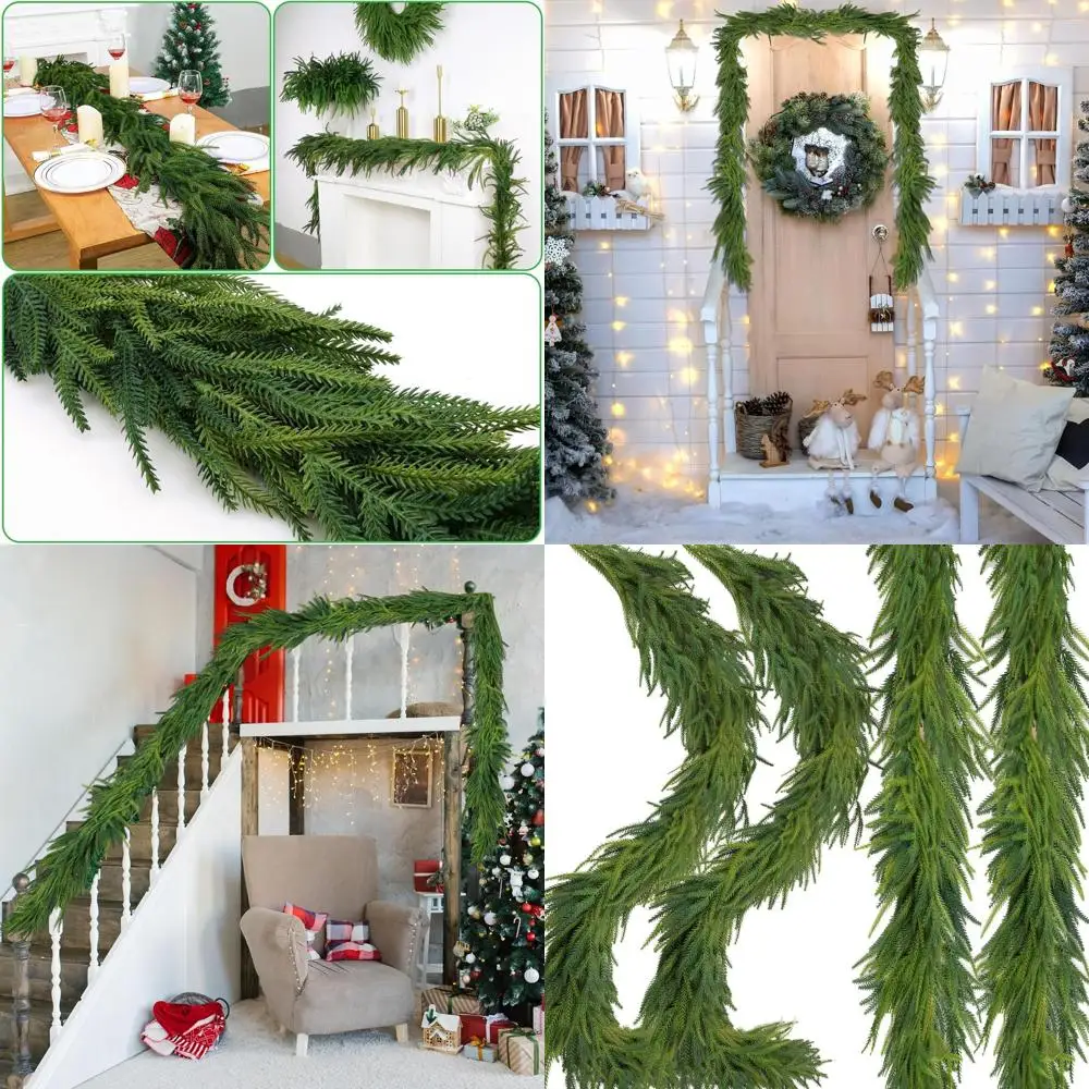 

Набор из 2-х гирлянд из искусственной сосны Real Touch, плотные, реалистичные на ощупь, премиум-класса, зеленые, для Рождества, идеально подходят для декора внутри и снаружи помещений.