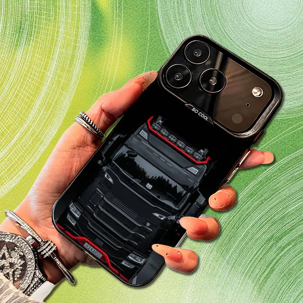 Custodia per telefono Cool S-ScaniaS T-Truck Art per iPhone 14,17,13,12,11,16,15, Mini,Pro,SE,XS,MAX, cover in silicone nero opaco