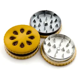 Molinillo de Metal para galletas con forma de 55mm, trituradora de tabaco para galletas, 2 capas, flores secas, hierbas, regalo divertido para el hogar para hombres