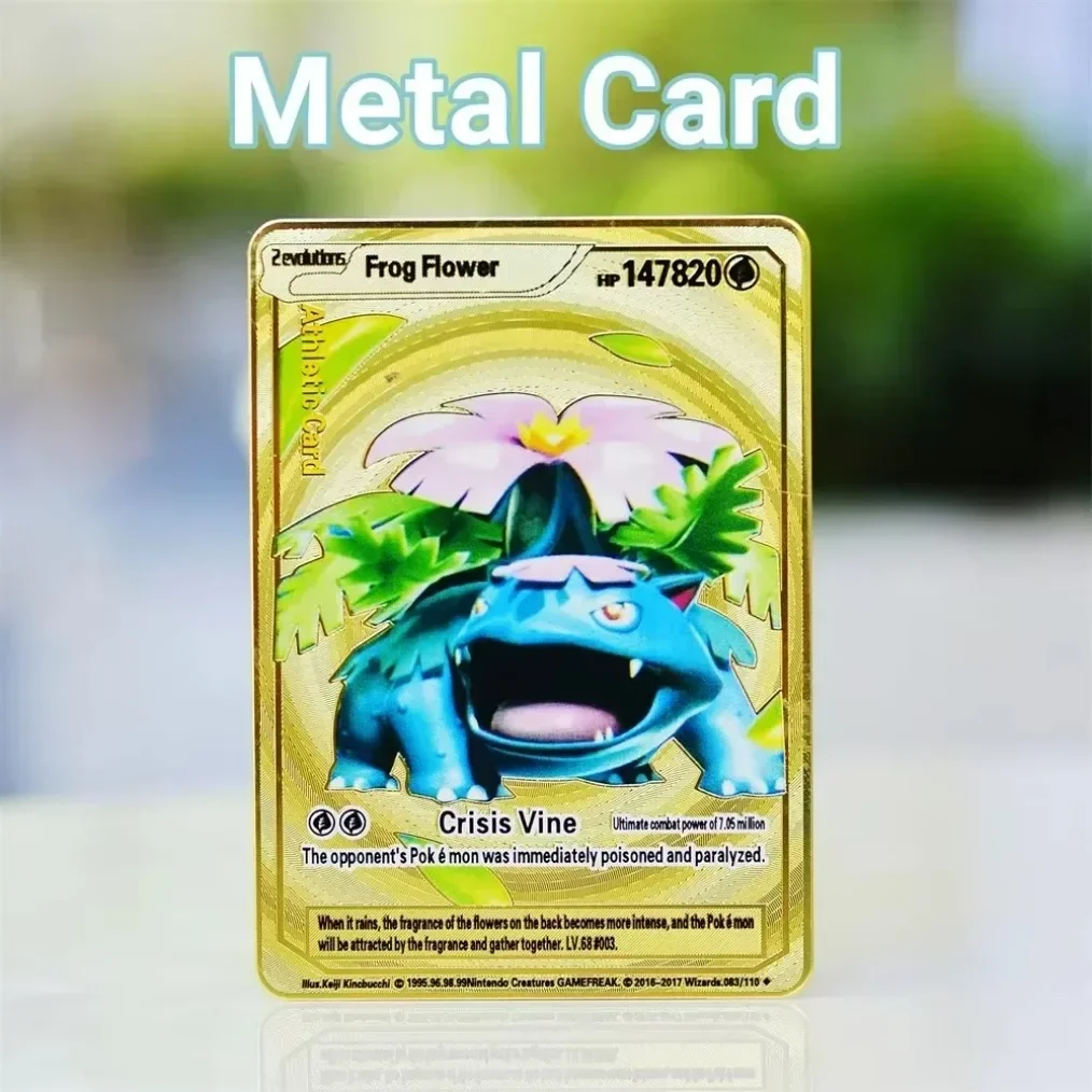 Metal Pokémon Letters Vmax Pokemon Metal Card Charizard Pikachu Mewtwo Vstar Anime Games Gold Iron Playing Cards Kids Toys Gifts