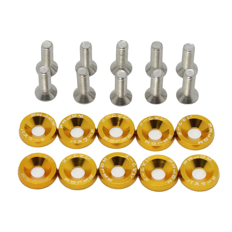 10pcs M6 JDM Car Modified Hex Fasteners Fender Washer Bumper Engine Concave Screws Car-styling