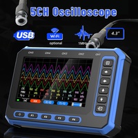 TOOLTOP 5 Channels USB + WiFi Digital Oscilloscope 4.3 Inches 3Msps Simpling Rate Rechargeable Portable Wireless Oscilloscope