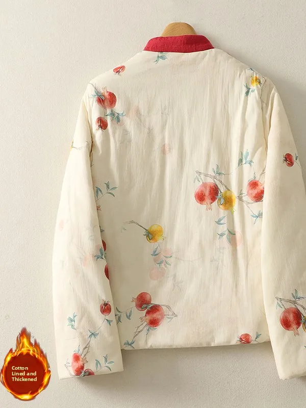 

Хлопковая куртка с цветочным принтом Ele, женская осенне-зимняя удобная свободная посадка для поездок на работу, с застежкой на одной пуговице