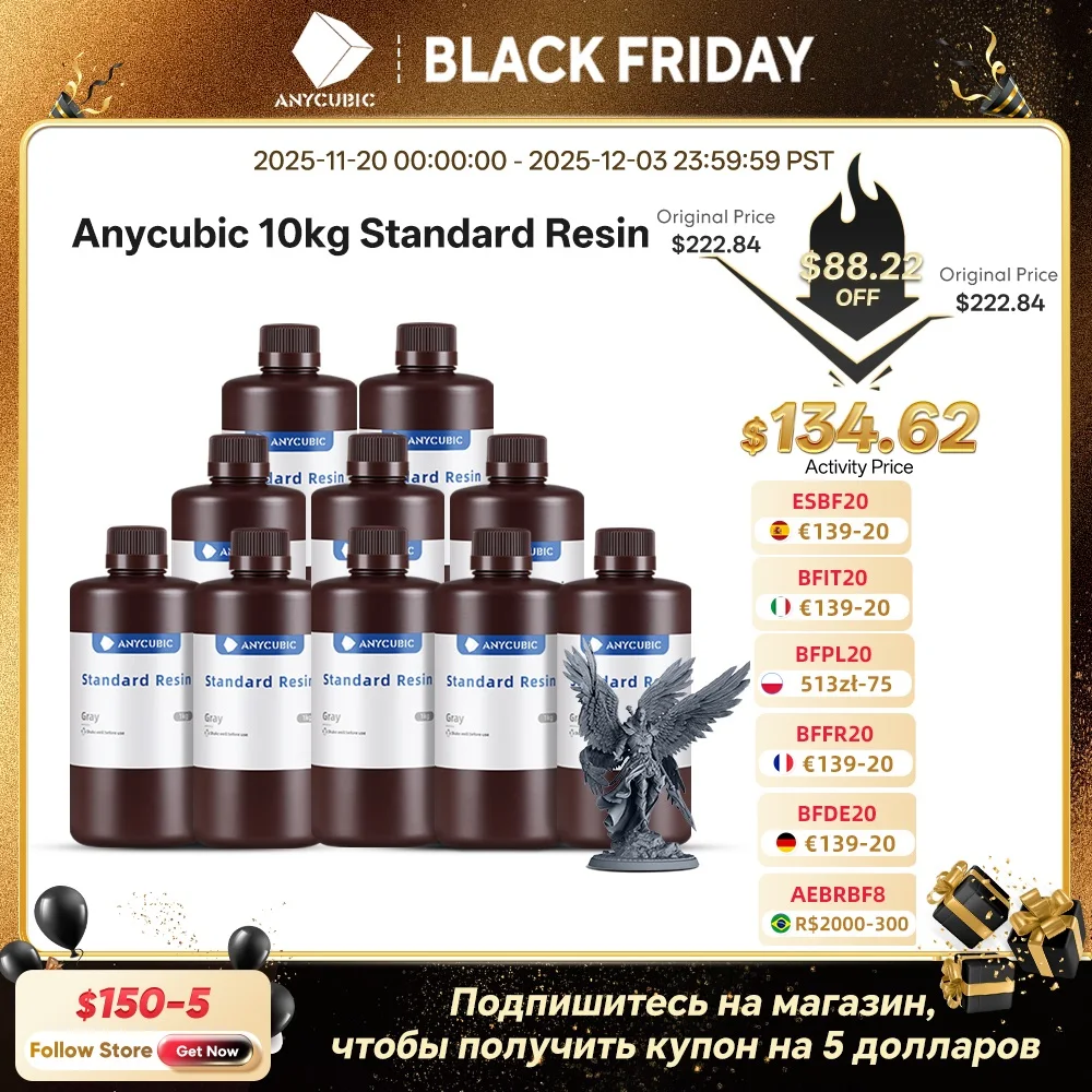 

ANYCUBIC 10kg/20kg 405nm Standard UV Resin For LCD 3D Printer Printing Material For Photon Mono 4 Liquid Photopolymer Resin
