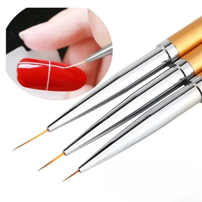3Pcs Acrylic French Stripe Nail Art Liner Brush 3D Tips Line Stripes DIY Drawing Pen UV Gel Brushes Painting Pen Manicure Tools