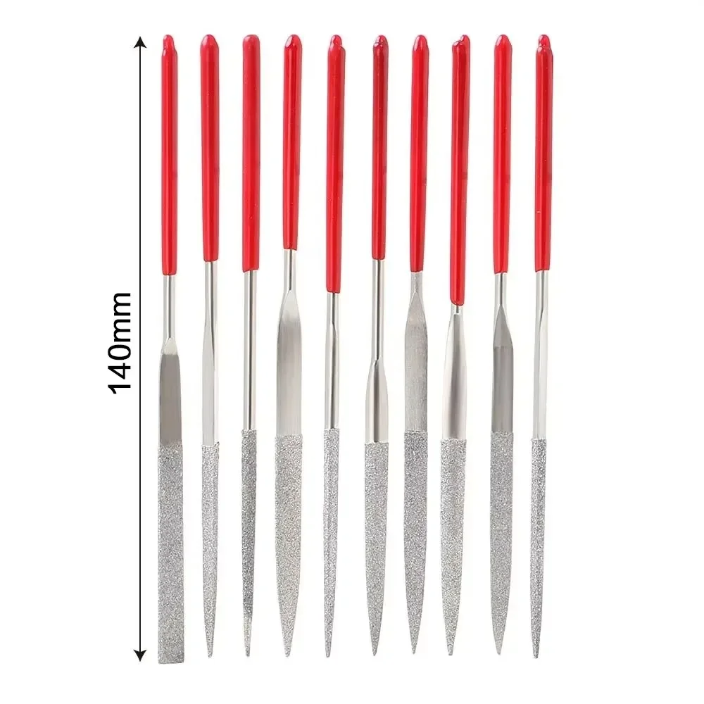 STONEGO 5PCS/10PCS 3x140mm Set di lime ad ago Gioielliere Diamante Intaglio Strumento artigianale Metallo Vetro Pietra Utensile manuale