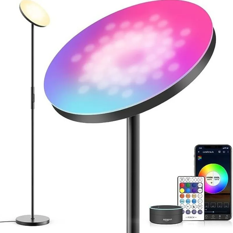 

Intelligent LED floor lamp dimmable color light and shadow voice remote control living room bedroom simple and modern style