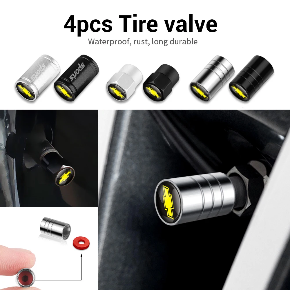 4pcs Car Wheel Tire Valve Caps Covers Auto Exterior Accessories For Chevrolet Captiva Cruze Silverado Spark Camaro Malibu Impala