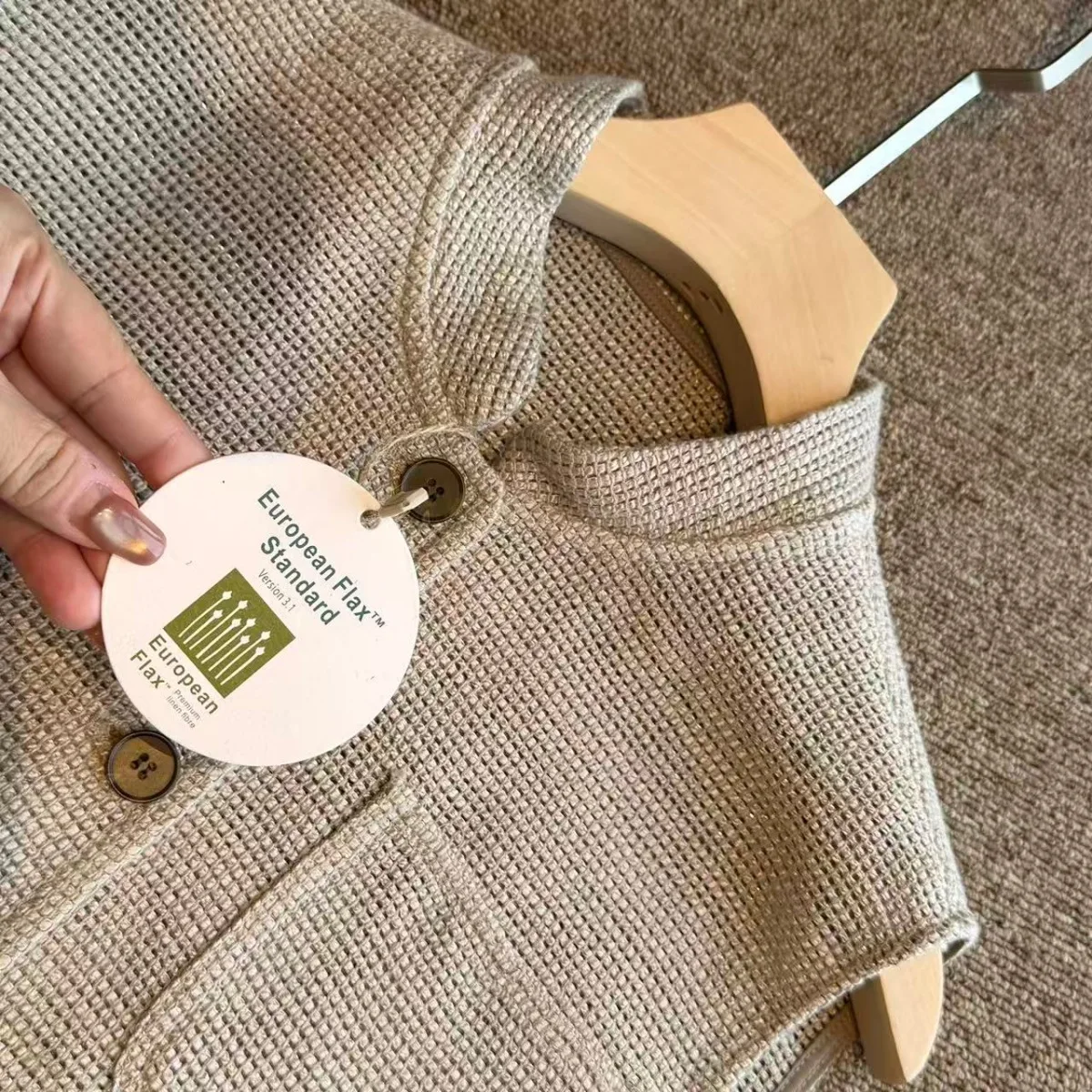 

Italian luxury old-money style vest layered wear, French dew linen waffle pattern, breathable small stand collar for women