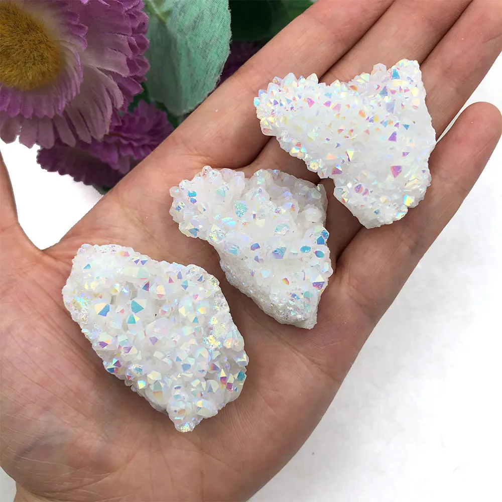 1pc Natural Rainbow Angel Aura Crystal Cluster Points Healing Stone Reiki Gift Craft Home Room Decoration Ornament Electroplated - Image 3